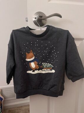 H&M Dark Gray Fox Sled Graphic Baby Sweatshirt